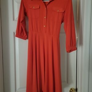 NY Collection Orange 3/4 Sleeve Dress